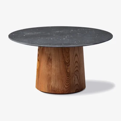 Nordic Nest Fredericia Furniture Niveau coffee table Ø61cm Black Marquina-ash brown stained