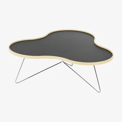 Nordic Nest Swedese Flower table 107x114 cm Black 39cm birch edge chrome stand