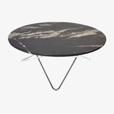 Nordic Nest OX Denmarq Large O Table coffee table marble marquina matt. stainless steel stand