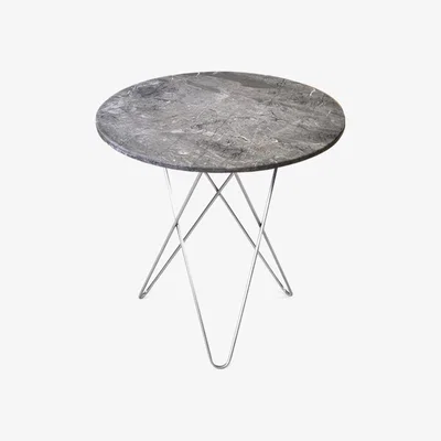 Nordic Nest OX Denmarq Tall Mini O Table coffee table marble grey. stainless steel stand