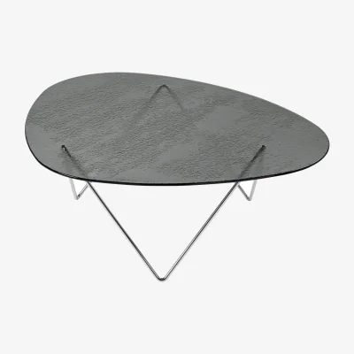 Nordic Nest GUBI Pedrera sofa table Chrome-structured glass smoke