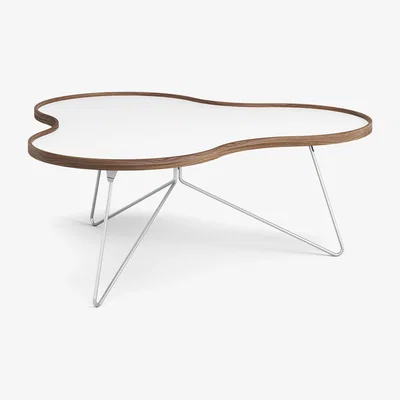 Nordic Nest Swedese Flower table 107x114 cm H45cm-white-walnut edge-chrome