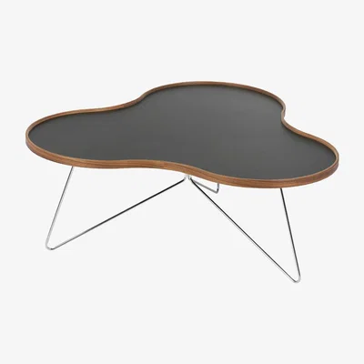 Nordic Nest Swedese Flower table 107x114 cm Black 39cm walnut edge chrome stand