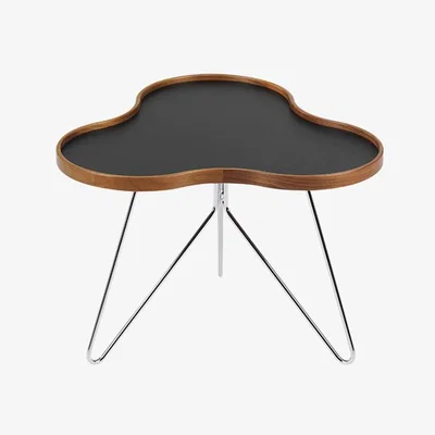 Nordic Nest Swedese Flower table 62x66 cm Black 45cm walnut edge chrome base