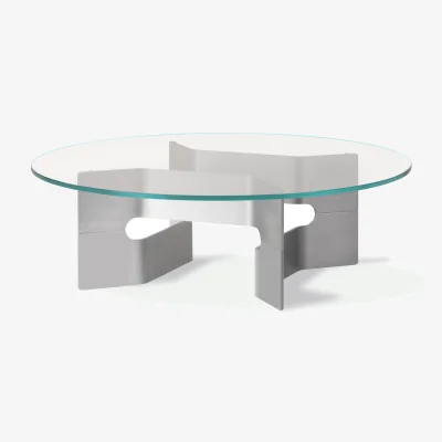 Nordic Nest Fredericia Furniture JG coffee table Ø98 cm Glass-brushed aluminium