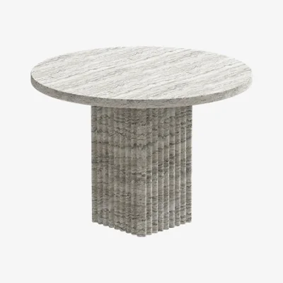 Nordic Nest NORR11 Soho coffee table Silver travertine Ø50x35 cm