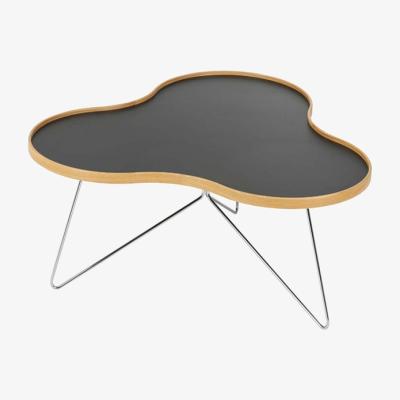 Nordic Nest Swedese Flower table 84x90 cm Black 45cm oak edge chrome base