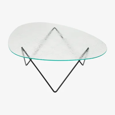 Nordic Nest GUBI Pedrera sofa table Black semi-matte–structured glass transparent