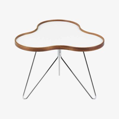 Nordic Nest Swedese Flower table 62x66 cm White 45cm walnut edge chrome base