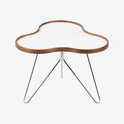 Nordic Nest Swedese Flower table 62x66 cm White 45cm walnut edge chrome base