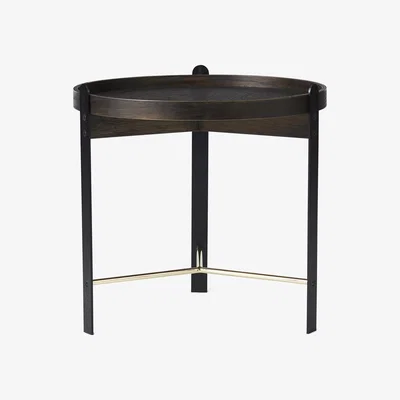 Nordic Nest Warm Nordic Compose coffee table Ø50 cm with brass base Smoked oak