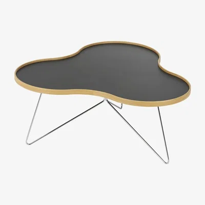 Nordic Nest Swedese Flower table 84x90 cm Black 39cm oak edge chrome base