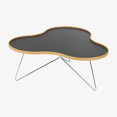Nordic Nest Swedese Flower table 107x114 cm Black 45cm oak edge chrome stand