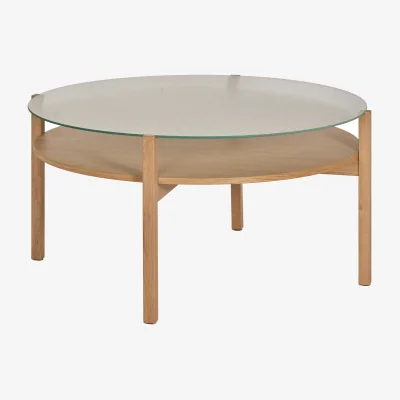 Nordic Nest 1898 Lid coffee table White pigmented oak-glass Ø90 cm