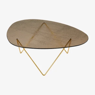 Nordic Nest GUBI Pedrera sofa table Semi-matte brass–structured glass bronze