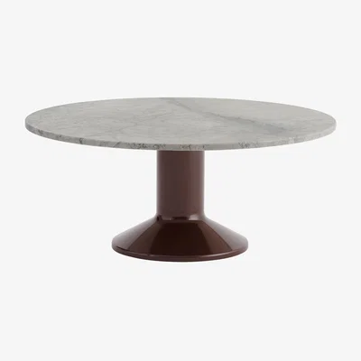 Nordic Nest Muuto Midst coffee table Grey marble-dark red Ø90 cm