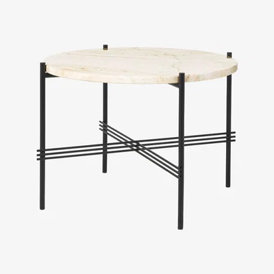 Nordic Nest Gubi TS Round coffee table Natural white travertine ø55 black stand