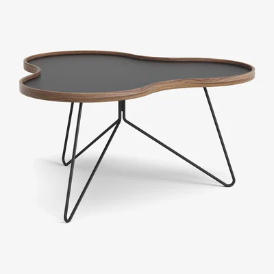 Nordic Nest Swedese Flower table 84x90 cm H45-black-walnut edge-black stativ