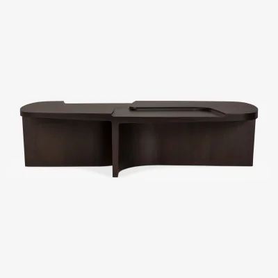 Nordic Nest Ethnicraft Brutalist coffee table Rose brown mahogany 143x75 cm
