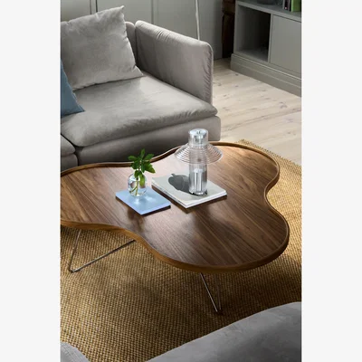 Nordic Nest Swedese Flower mono table Special Edition 107x114 cm H39 cm-lacquered walnut-chromed steel