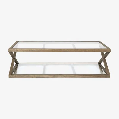 OKA OKA, Small Marylebone Solid Oak Coffee Table - Weathered Oak, Coffee Tables, Glass/Oak