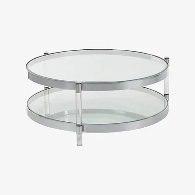 OKA Hatta Coffee Table - Glass/Chrome