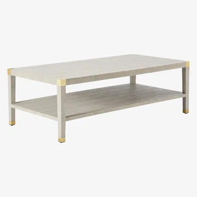 OKA Osiris Faux Shagreen And Brass Coffee Table - Taupe
