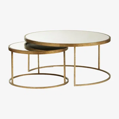OKA Set of Two Mirrored Solasta Tables  - Antique Bronze