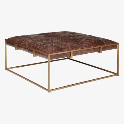 OKA Wallace Coffee Table/Ottoman, Square - Aged Hazelnut Leather
