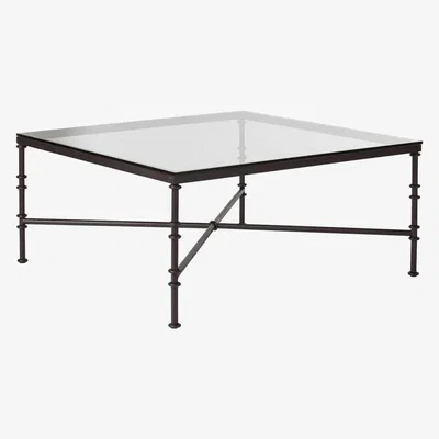 OKA Pompidou Square Coffee Table With Glass Top - Black