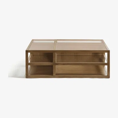 OKA OKA, Alexey Coffee Table - Weathered Oak, Coffee Tables, Glass/Plywood