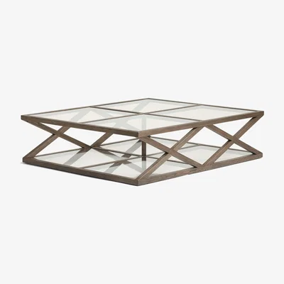 OKA OKA, Marylebone Coffee Table, Large - Espresso, Coffee Tables, Glass/Oak Wood