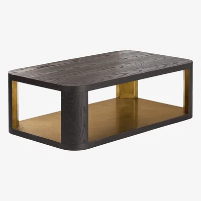 OKA Khafra Coffee Table - Lunar Black/Gold