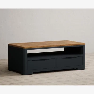 Oak&More Pembridge Oak and Dark Blue Painted 4 Drawer Coffee Table