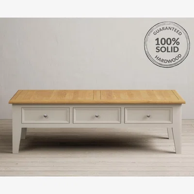 Oak&More Weymouth Oak and Soft White Painted Extra Large 6 Drawer Coffee Table