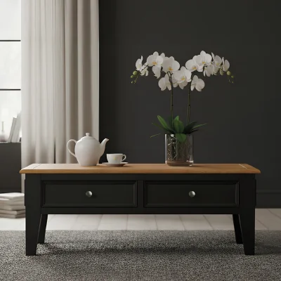 Oak&More Charlton Oak and Black Painted 4 Drawer Coffee Table
