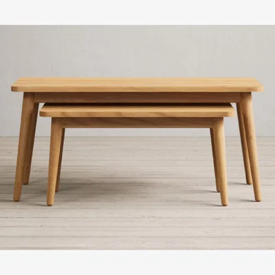 Oak&More Oak Rattan Nesting Coffee Tables