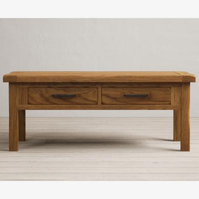 Oak&More Country Rustic Solid Oak 4 Drawer Coffee Table