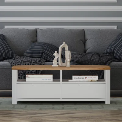 Oak&More Bradwell Oak and Signal White Painted 4 Drawer Coffee Table
