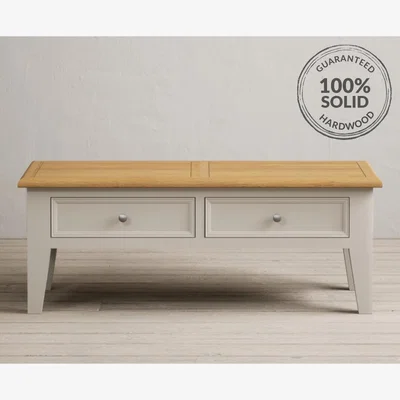 Oak&More Weymouth Oak and Soft White Painted 4 Drawer Coffee Table