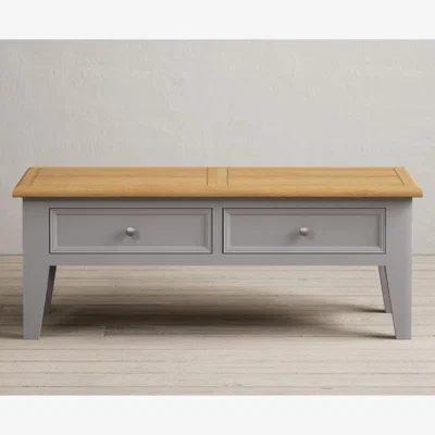 Oak&More Weymouth Oak and Light Grey Painted 4 Drawer Coffee Table