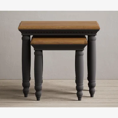 Oak&More Francis Oak and Charcoal Grey Painted Nest Of Tables