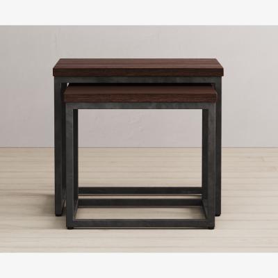 Oak&More Dakota Dark Acacia and Metal Nest of Tables