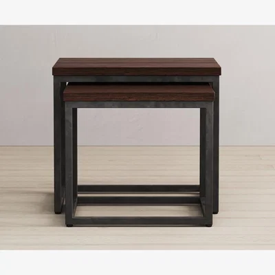 Oak&More Dakota Dark Acacia and Metal Nest of Tables