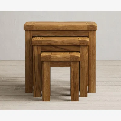 Oak&More Harrogate Rustic Solid Oak Nest Of Tables