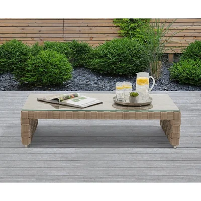 Oak&More Cardinal Taupe and Brown Wicker Garden Coffee Table