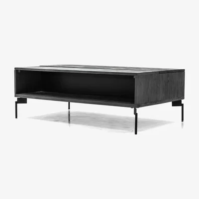 Olivia's Libra Interiors Bronx Black Acacia Wood Storage Coffee Table