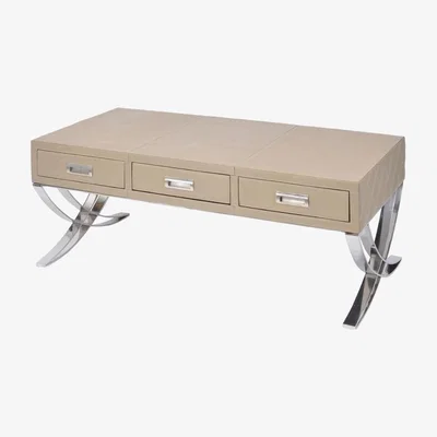 Olivia's Libra Ecclestone Leather 3 Drawer Coffee Table