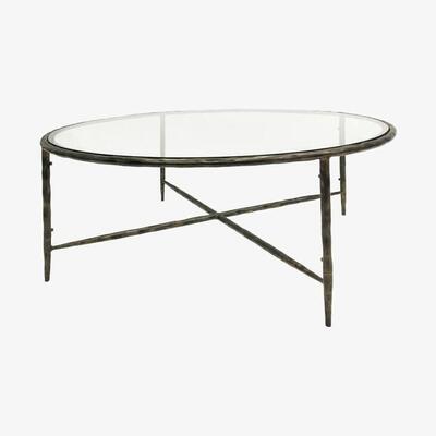 Olivia's Libra Patterdale Round Dark Bronze Finish With Glass Top Coffee Table