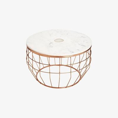 Olivia's Olivia's Coffee Table Vera White Round Wireframe Base